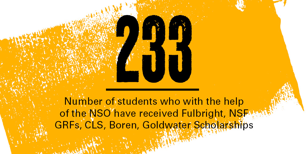 233 Number of students who with the help of the NSO have received Fulbright, NSF
